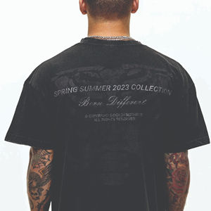 Camiseta de Hombre Moderna, Holgada, 100% Algodón, con Estampado de Letras, Tejido de Punto de Secado Rápido, para un Estilo Urbano Informal, para Uso Diario - Product Image 6