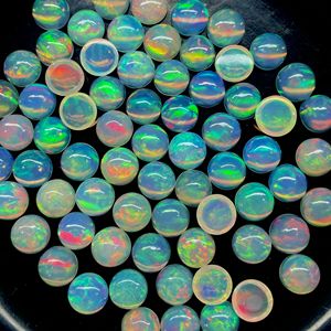 Lot de cabochon rond en opale éthiopienne 5 MM multi opale de feu, cabochon de forme ronde en opale Welo pour la fabrication de bijoux - Product Image 1