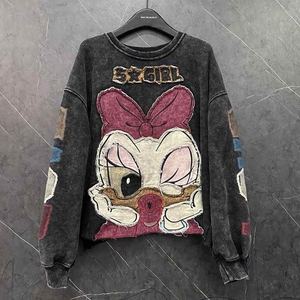 Custom Oversized Winter <b>Sweatshirt</b> <b>for</b> <b>Women</b> Cartoon Embroidery Thick Fleece-Lined <b>Long</b> Sleeve Top - Product Image 4