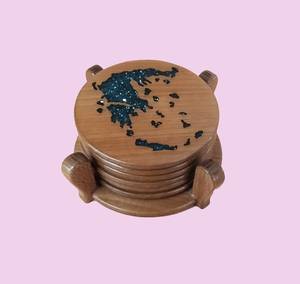 High-End Wooden and Stone <b>Coasters</b> for Coffee Mugs Classic Natural Wood, Round & Square <b>Drink</b> <b>Coaster</b> Options for Home, - Product Image 4