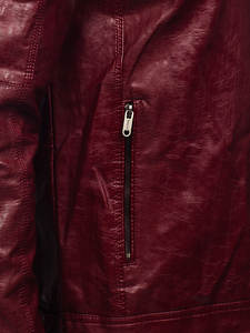 Chaqueta de cuero PU personalizable para hombre, estilo urbano, corte holgado, talla grande, con capucha abatible, teñida, forro polar térmico, cremallera y piel sintética. - Product Image 5