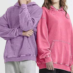 Wholesale 100%Cotton 500GSM <b>Fleece</b> Heavy Weight Oversized Hoodie Vintage Boxy Fit Acid Wash Unisex Sweatshirt Hooded <b>Sweaters</b> - Product Image 2
