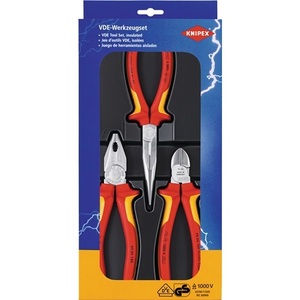 ชุดคีมไฟฟ้า KNIPEX 3 ชิ้น ได้รับการรับรองมาตรฐาน VDE ชุบโครเมียม พร้อมด้ามจับพลาสติกขึ้นรูปด้วยความร้อน - Product Image 1