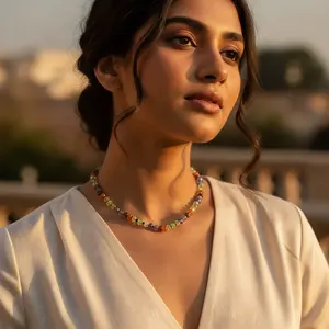 Collar de Cuentas Multicolores Vintage y Bonito para Mujer, Joyería Religiosa Colorida, Cuarzo, Perla, Turquesa, Granate, Jade, Regalo Perfecto - Product Image 1