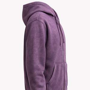 Ensemble pantalon de survêtement en coton épais et sweat à capuche zippé avec applique brodée à l'acide personnalisée - Product Image 6