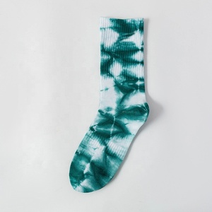 Tie Dye Crew <b>Socks</b> Men Breathable Knitted Summer Daily Wear Regular Style Multi Color Pattern - Product Image 2
