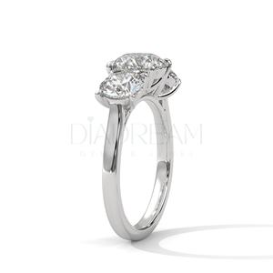 Luxueuse bague de fiançailles en diamant Leb originale en argent sterling 925 pour femme trois pierres avec diamant taille ronde - Product Image 5