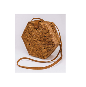 Bolso de mano indio de yute para mujer, bordado a mano bolso de mano, forma Hexagonal, a la venta - Product Image 1