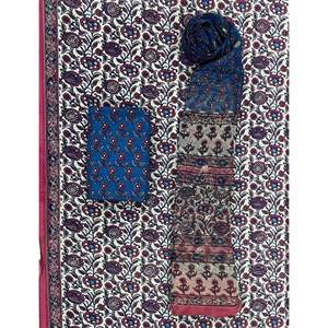 Ensemble Salwar Kameez en coton imprimé au bloc Khadi non cousu avec dupatta en mousseline – Vêtements ethniques indiens modernes pour les fêtes – Nouvelle collection - Product Image 1