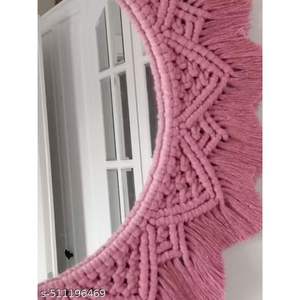 Venta al por mayor hecho a mano macramé espejo de pared artesanía Rosa bohemio espejo decorativo 18x18 pulgadas para decoración del hogar - Product Image 2
