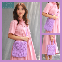 Buatan tangan Boho mewah Macrame Tote Bag untuk wanita unik Vintage gaya tas tangan