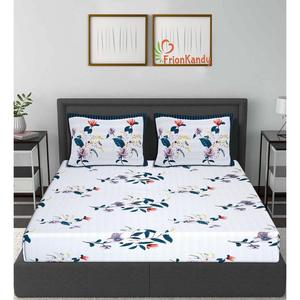 Blue Majestic <b>Floral</b> Print 240 TC Cotton Double <b>Bed</b> <b>Sheet</b> Set with 2 Pillow Covers 3-Piece Home Use (SHKV1016) - Product Image 5