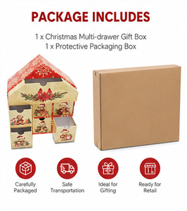Custom Red House Shaped Advent <b>Calendar</b> Box with 9 Drawers Rigid Cardboard Christmas Blind Box Mystery Packaging for Gift - Product Image 6