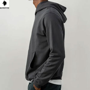 เสื้อฮู้ดแบบสวมหัวของผู้ชายเสื้อสเวตเชิ้ตสีพื้นผ้าฝ้ายโพลีเอสเตอร์ผ้า100% น้ำหนักเบาออกแบบได้ตามต้องการ - Product Image 4