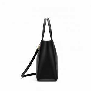 Women Black Genuine Leather Fashion Candy Two Zip Tote Bag <b>Laptop</b> Work Shoulder <b>Handbag</b> Crossbody Satchel Office Teacher - Product Image 4