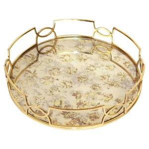 AK ถาดเสิร์ฟพิมพ์ลายสี่เหลี่ยมทำจากทองเหลืองตกแต่งพร้อมที่จับหลายสีสำหรับใช้บนโต๊ะอาหาร/เครื่องครัว - Product Image 3