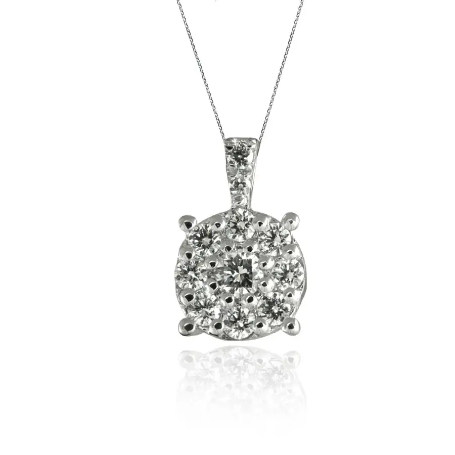 Diamond Pendant in white gold 18kt for girls women with natural diamonds