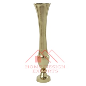 Florero de trompeta dorado superventas 2025, jarrón de suelo, centro de mesa de boda de Metal hecho a mano y decoración de jardín, último diseño - Product Image 2
