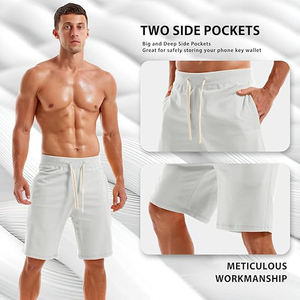 Pantalones Cortos Deportivos Casuales de Felpa para Hombre, 100% Algodón, Color Sólido, Cintura Elástica Media, Secado Rápido, Transpirables, Ligeros, Duraderos, Cómodos para Entrenamiento - Product Image 4