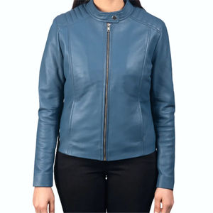 Veste en cuir pour femme à la vente chaude, fermeture éclair, manches longues, chaude, coupe-vent, rembourrage en coton, respirante, marque personnalisée, prix bas - Product Image 3