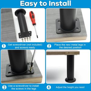 4 pezzi di metallo moderno regolabile mobili gambe 4.7-12 pollici 4 pacchetti mobile divano sedia gambe tavolo da pranzo-per uso ospedaliero - Product Image 3