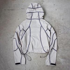 Veste coupe-vent en nylon imperméable d'hiver, nouvelle conception personnalisée, style streetwear, col montant, rayures, ourlet ajustable, fermeture éclair cachée - Product Image 3