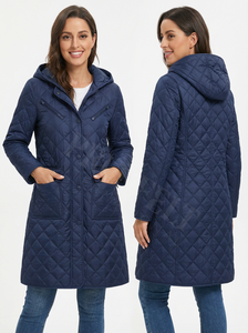 Street Style Light Weight Long Quilted <b>Coats</b> Hooded Winter Warm Padded Button Front Casual Outdoor <b>Plus</b> <b>Size</b> Quilted Long <b>Coats</b> - Product Image 4