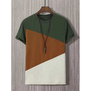 Camiseta bloqueada de Color para hombre, ropa de calle informal de verano, camiseta de soporte de moda, camisetas de alta calidad, nueva - Product Image 1