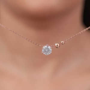 Jovial สร้อยคอสีโรสโกลด์กล่องโซ่ลายดอกไม้เพทายเพชรมุกหินหลักสไตล์คลาสสิกอินเทรนด์ชุบทอง - Product Image 4