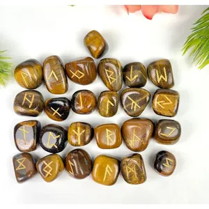 Juego de Runas de Ojo de Tigre, 25 Cristales Curativos Tallados a Mano, Venta al Por Mayor - Product Image 1