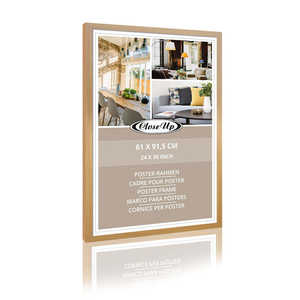 Cadre photo en bois de hêtre clair de style classique, MDF, 61 x 91,5 cm, carré, pour affiches, décoration murale, format A4, pour usage domestique, avec verre frontal - Product Image 1