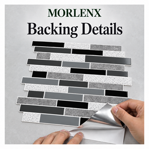 MORLENX - Azulejos de Pared Autoadhesivos con Aspecto de Piedra Negra con Puntos Grises, Mosaico Lineal 3D para Decoración de Paredes de Cocina - Product Image 4