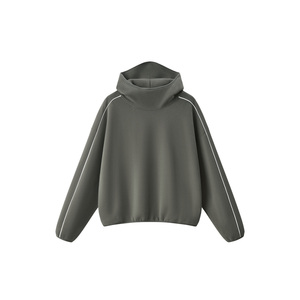 Sweat à capuche unisexe en molleton avec passepoil et fermeture éclair, style hip-hop uni, écologique, 100 % coton, taille XL - Product Image 1