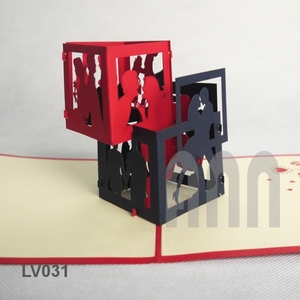 Love Cube 3D Pop up carte de voeux Couple créatif à la main papier creux cartes de sculpture - Product Image 3