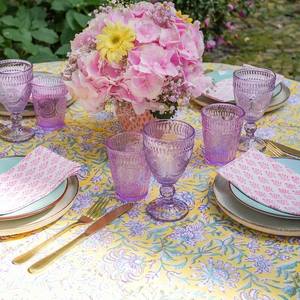 Mantel Cuadrado Floral Amarillo 100% Algodón, Color Personalizado, Lavable, 225x275cm, Estampado a Mano, Estilo Lujoso para Interiores - Product Image 3