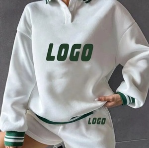 OEM ชุดวอร์มเสื้อโปโล2ชิ้นและสั้นคอวีติดกระดุมเสื้อวอร์มทอ - Product Image 5