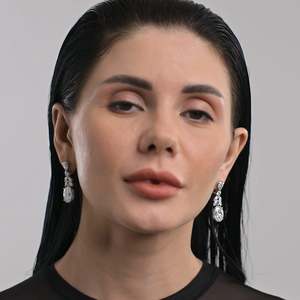 18K oro blanco sólido lágrima accesorios nupciales de la boda por encargo Hip Hop joyería de las mujeres hechas a mano de laboratorio pendientes de diamantes - Product Image 3