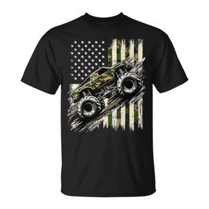 T-Shirt Promozionale con Design Camo USA e Bandiera Americana per Camionisti - Product Image 1