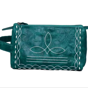 The Ultimate Bohemian Style Toiletry Bag <b>with</b> Genuine Leather <b>Zipper</b> Closure Moisture-Proof Lining for Summer Winter Autumn Use - Product Image 1