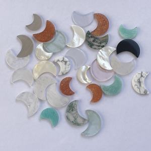 16mm 20mm Natural madre de perla musgo ágata amazonita media luna disco plano piedra calibrada piedra preciosa suelta últimas piedras reales - Product Image 5