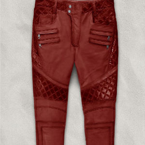 Pantalones de moda de cuero genuino de alta calidad personalizados con cierre de cintura elástica tela de lona de longitud regular Etiqueta Privada - Product Image 6