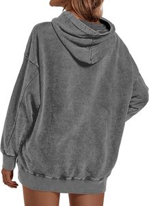 Nueva llegada Quick Dray personalizado lavado ácido sudaderas con capucha nuevo diseño transpirable OEM mujeres lavado ácido sudaderas con capucha personalizado elegante al por mayor - Product Image 4