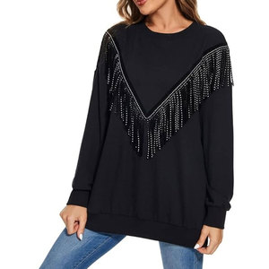 Personalizado negro de alta calidad Logo Hombres Nuevo diseño diamantes de imitación sudadera gruesa Bling cadena hombres sudadera de gran tamaño con diamantes de imitación - Product Image 1