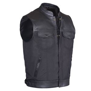 Customizable Genuine Leather <b>Motorcycle</b> Vest Breathable Grade <b>Waterproof</b> Woolen Waistcoat Outer Wear Promotional Biker Leather - Product Image 1