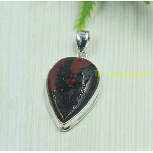 Colgante Grande de Piedra Sangre, Plata de Ley 925, Colgante Hecho a Mano, Collar de Piedras Preciosas, Regalo de Cumpleaños, Navidad, Joyería para Mujer - Product Image 5