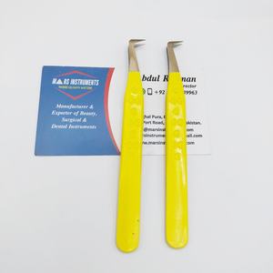 Pince à cils en acier inoxydable jaune de haute qualité avec poignée en forme de coeur outil de beauté enduit de poudre durable pointe pointue - Product Image 2