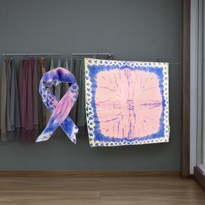 Handmade Tie-Dye Luxury <b>Silk</b> <b>Scarf</b> 70x70 cm <b>Square</b> with Dot Pattern Custom Sizes Available in Pink Blue-Neck <b>Scarf</b> Head Wrap - Product Image 1