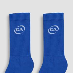 Chaussettes de sport montantes personnalisables bleues pour l'automne, brodées, respirantes et anti-transpiration - Product Image 5