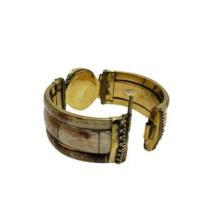 Pulsera de amor tallada en hueso de vaca y camello de búfalo 100% con piedra de cabujón de ágata y acentos de latón, joyería Bohemia para mujer - Product Image 5
