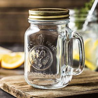 Verre à vin carré Hxglass en verre sodocalcique, capacité 485 ml, avec poignée et couvercle, compatible lave-vaisselle, sans BPA, qualité supérieure